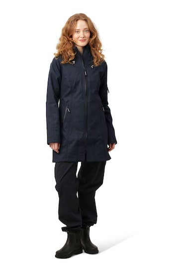 Ilse Jacobsen Navy Blue Waterproof Slim Fit Raincoat