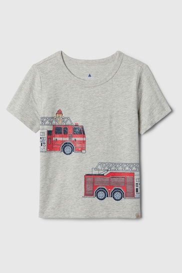 Gap Grey Cotton Graphic Short Sleeve T-Shirt (Newborn-5yrs)