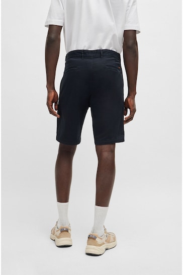 BOSS Blue Slim-Fit Shorts In Stretch-Cotton Twill
