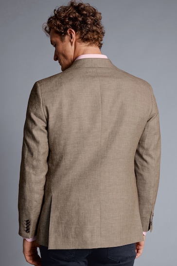 Charles Tyrwhitt Brown Slim Fit Updated Linen Cotton Jacket