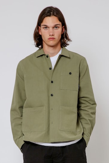 Religion Green Button Up Drill Overshirt