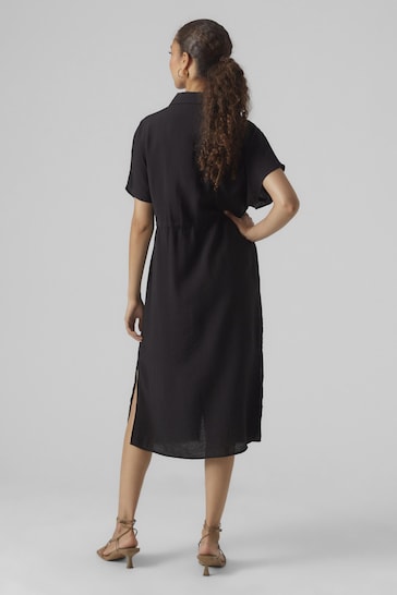 VERO MODA Black Utility Pocket Midi Shirt Dress