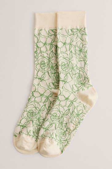 Ted Baker Cream Sokktwl Floral Pattern Socks