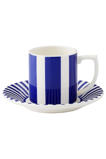 Spode Blue Steccato Espresso Cup and Saucers Set of 4