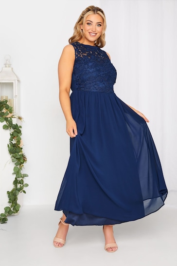 Yours Curve Blue Lace Sweetheart Maxi Dress