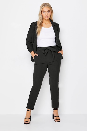 M&Co Black Ruched Sleeve Linen Blazer