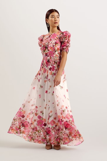 Ted Baker Pink Alviano Puff Sleeve Maxi Dress