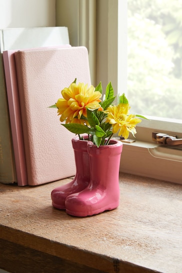 Pink Artificial Wellies Floral