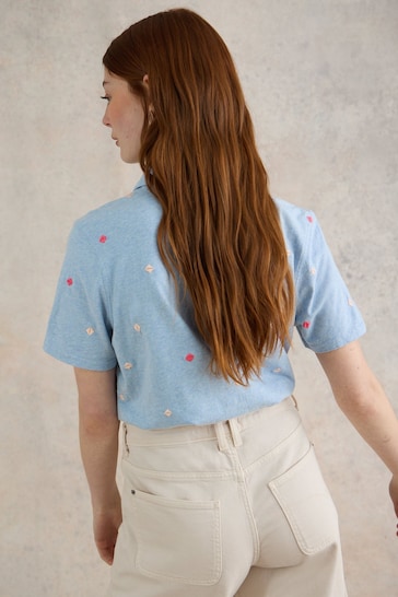 White Stuff Blue Penny Pocket Embroidered Shirt