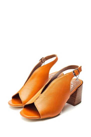 Moda in Pelle Orange Lonnia Block Stacked Heel Chrissi Upper Sandals