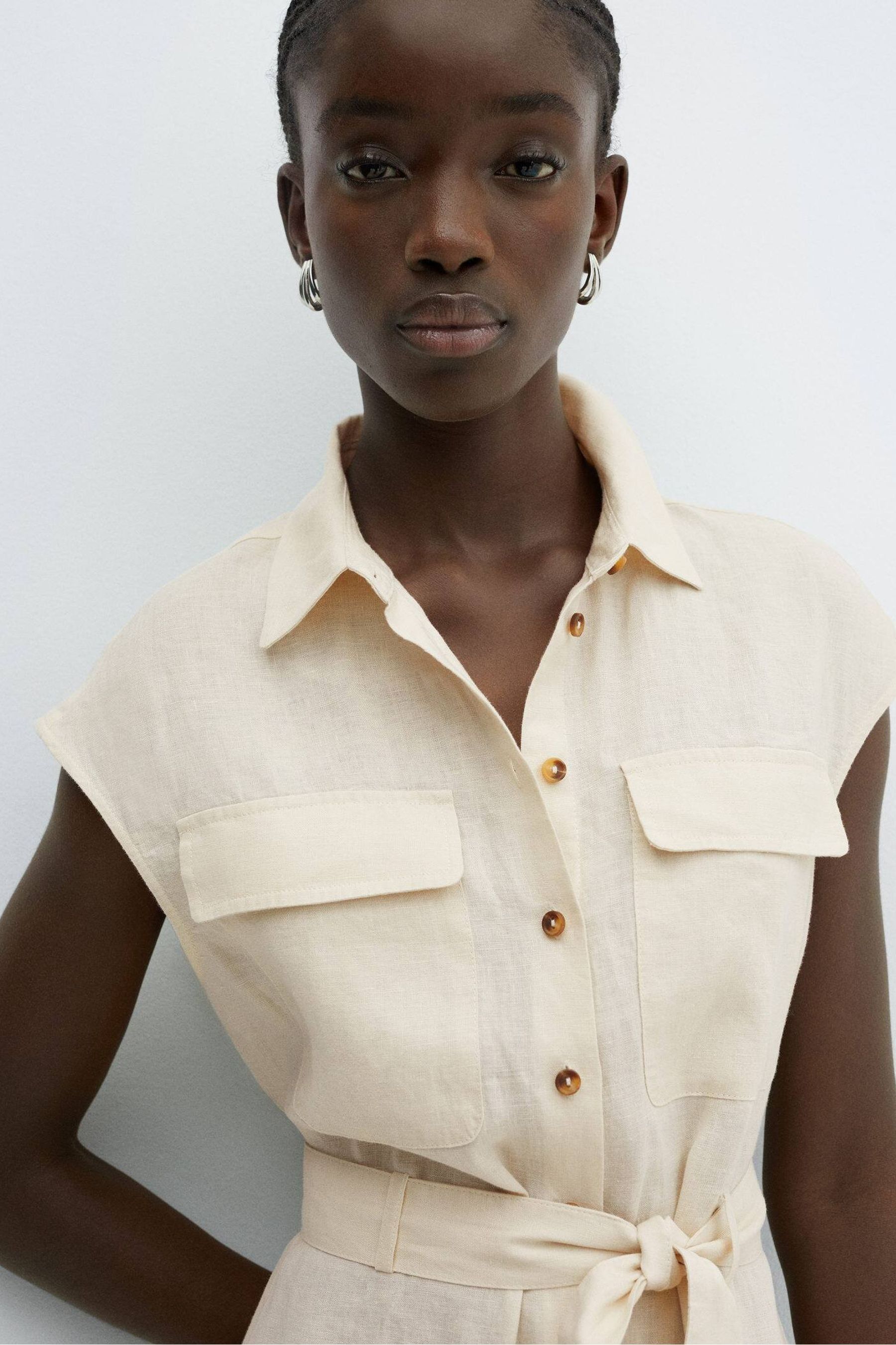 Buy Mango Cream 100 Linen Shirty Dress from the Next UK online shop