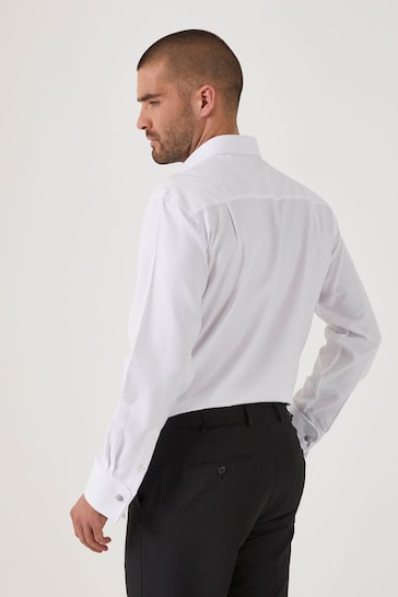 Skopes Tailored Fit Double Cuff Dobby White Shirt