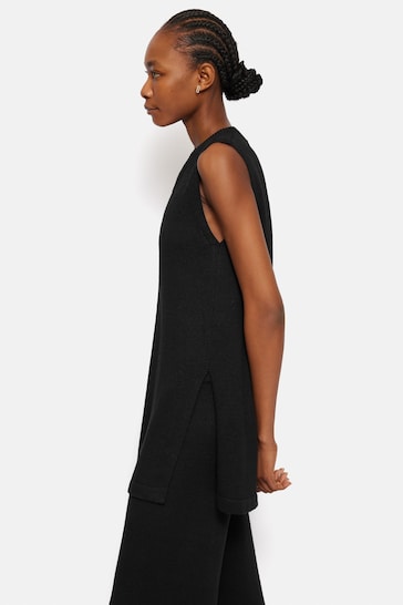 Jigsaw Black Linen Cotton Knitted Tunic