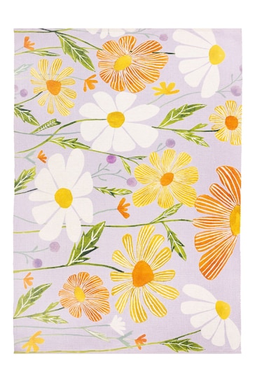 Wylder Nature Lilac Wildflowers Outdoor/Indoor Washable Rug