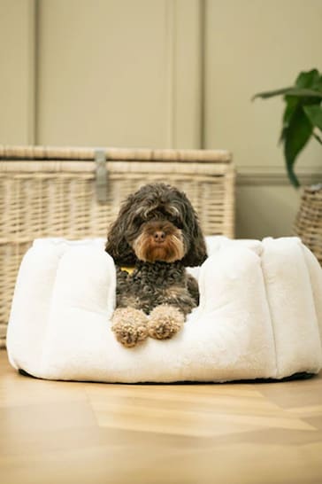 Lords and Labradors Cream Faux Fur High Sided Dog Bed