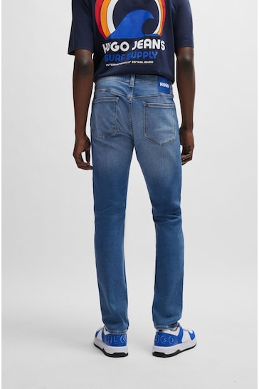 HUGO Blue Slim Fit Stonewash Stretch Denim Jeans
