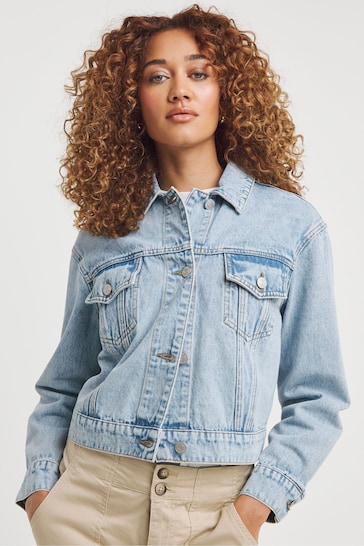 Simply Be Blue Cropped Denim Jacket
