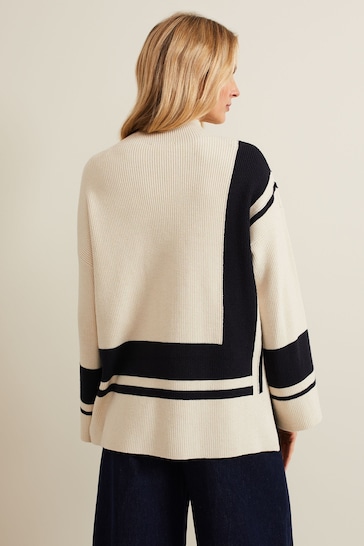 Phase Eight Kayleigh Chunky Boxy Striped Brown Jumper