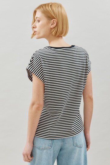 Albaray Stripe Roll Sleeve Black T-Shirt