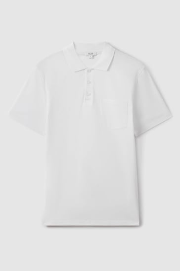 Reiss White Austin Mercerised Cotton Polo Shirt