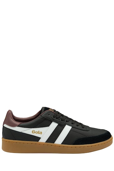 Gola Black Mens  Contact Leather Lace-Up Trainers