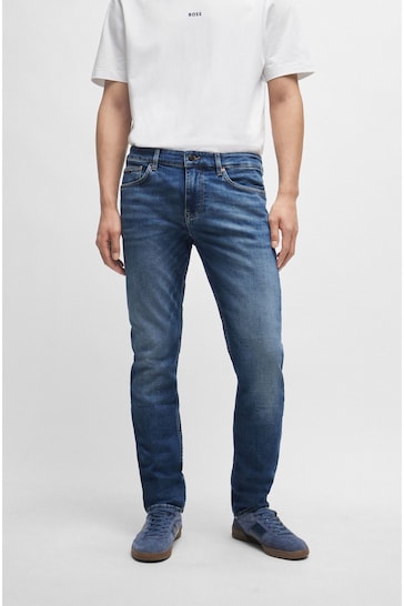 BOSS Mid Blue Slim Fit Comfort Stretch Denim Jeans