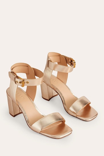 Boden Gold Ankle Strap Heeled Sandals