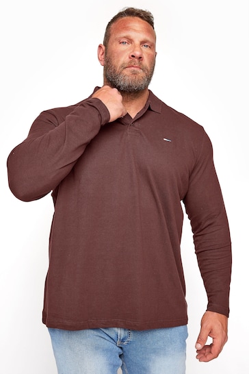 BadRhino Big & Tall Red Essential Long Sleeve Polo Shirt
