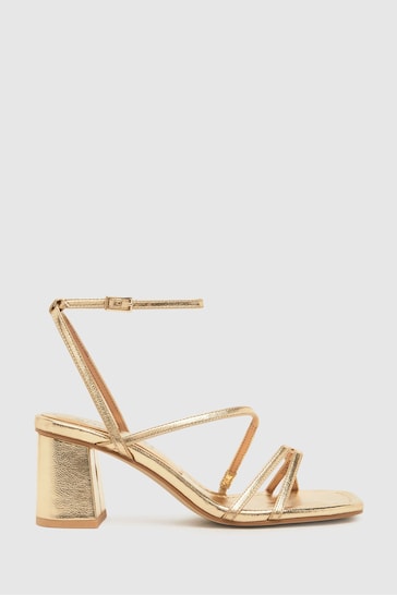 Schuh Gold Sully Strappy Block Heels