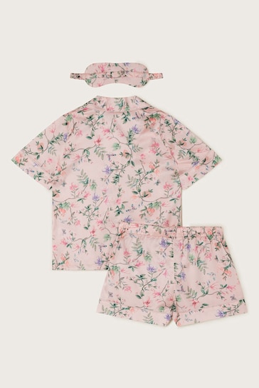Monsoon Pink Hydrangea Satin Shorts Pyjama Set