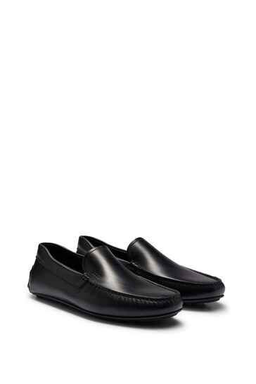 BOSS Black Nappa-Leather Moccasins With Driver Sole And Full Lining