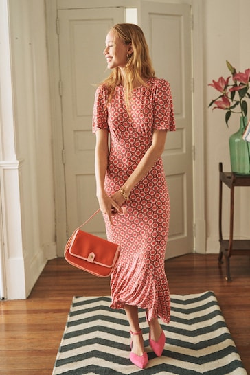 Boden Pink Felicity Jersey Midi Tea Dress