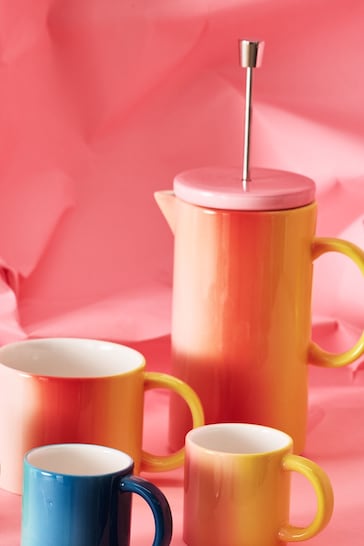Oliver Bonas Pink Mini Tresillo Ombre Cafetiere and Mug Set