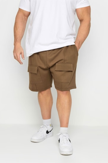 BadRhino Big & Tall Brown Jersey Cargo Shorts