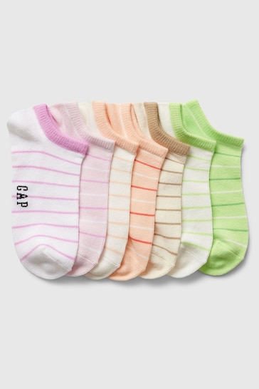 Gap White Stripe No-Show Socks 7-Pack