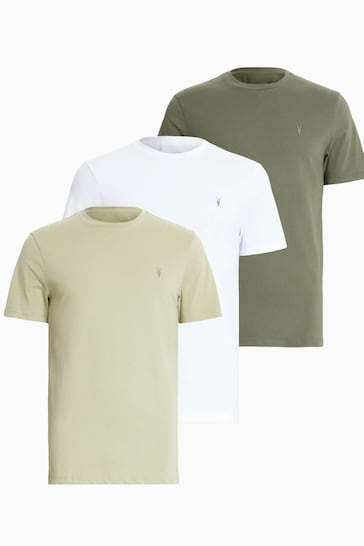 AllSaints White Brace Short Sleeve Crew Neck T-Shirts 3 Pack
