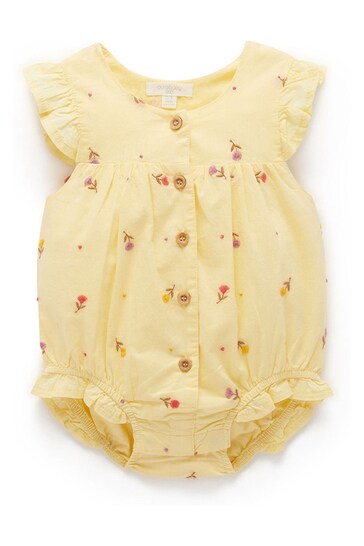 Purebaby Yellow Embroidered Romper