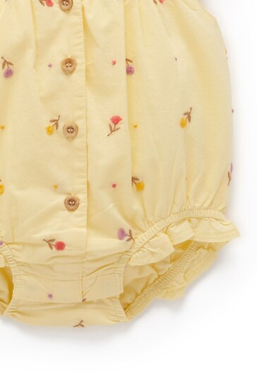 Purebaby Yellow Embroidered Romper