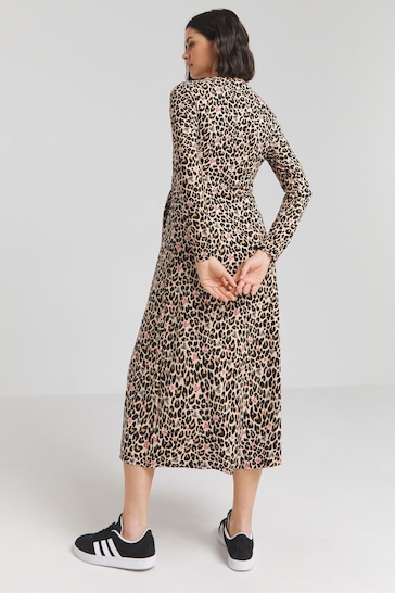 Simply Be Animal Print Supersoft Tie Front Midi Dress