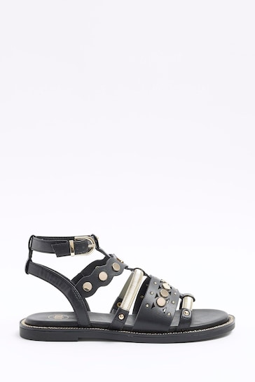 River Island Black Scallop Chain Gladiator Sandals