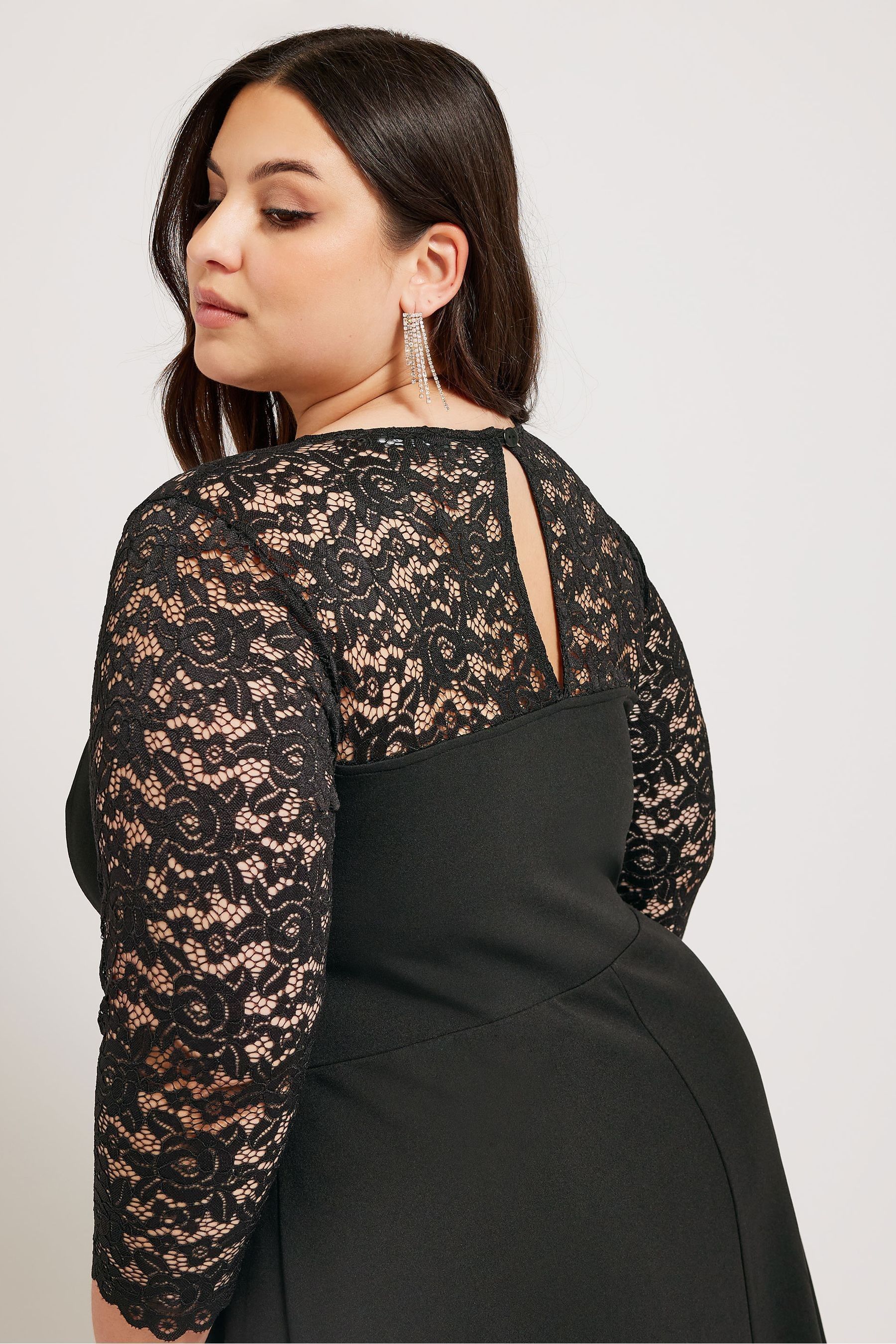 YOURS LONDON Curve Black Lace Sweetheart Dress
