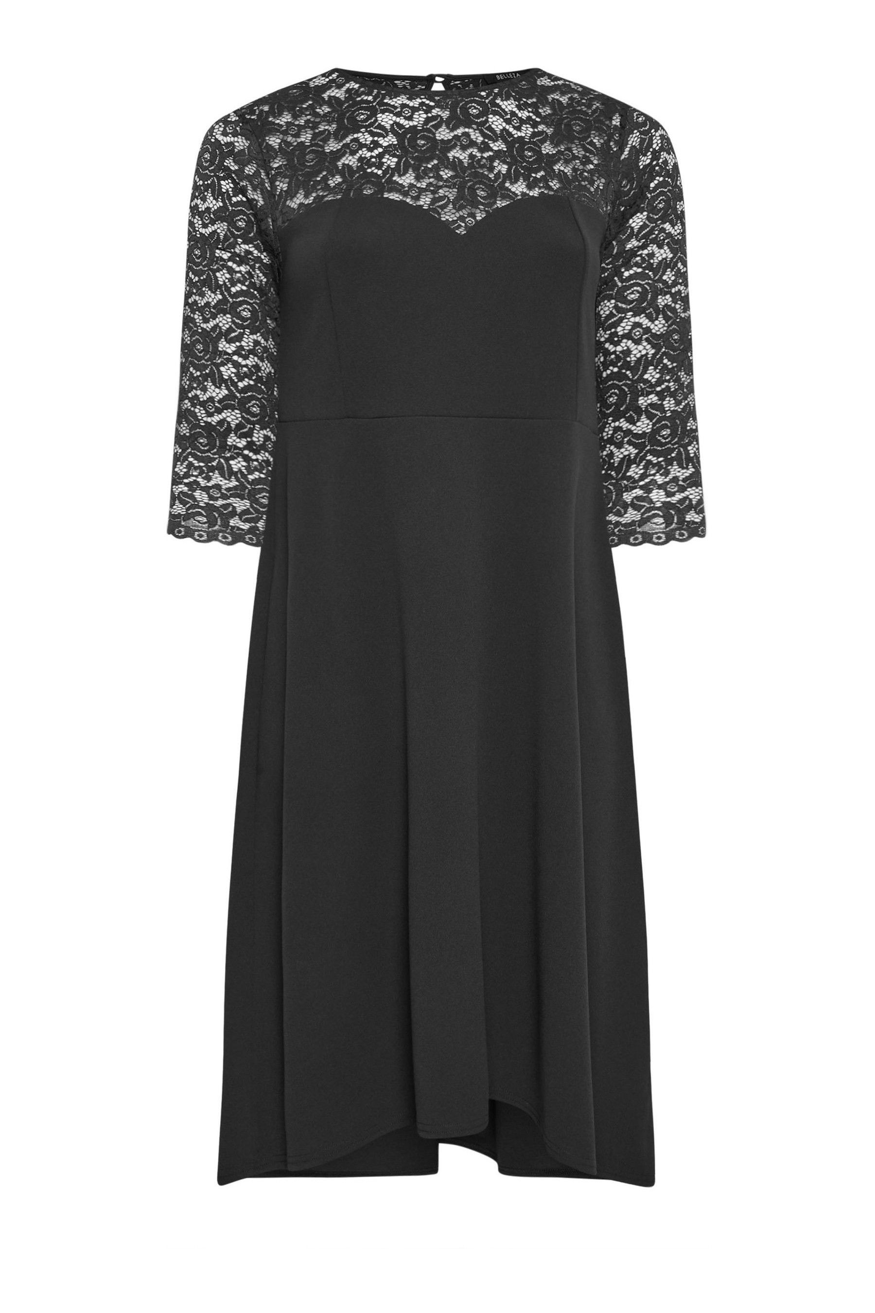 YOURS LONDON Curve Black Lace Sweetheart Dress