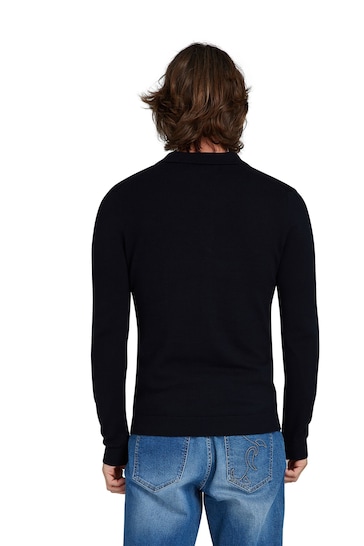Raging Bull Classic Knitted Polo Black Jumper