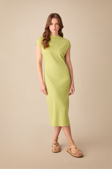 Ro&Zo Petite Green Rib Knit Midi Dress
