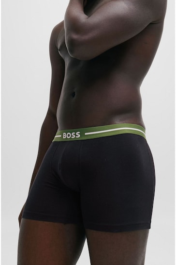 BOSS Black Stretch-Cotton Boxer Briefs 3 Pack With Logos