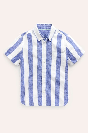 Boden Blue Stripe Cotton Linen Shirt