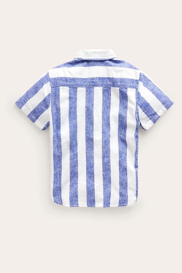 Boden Blue Stripe Cotton Linen Shirt