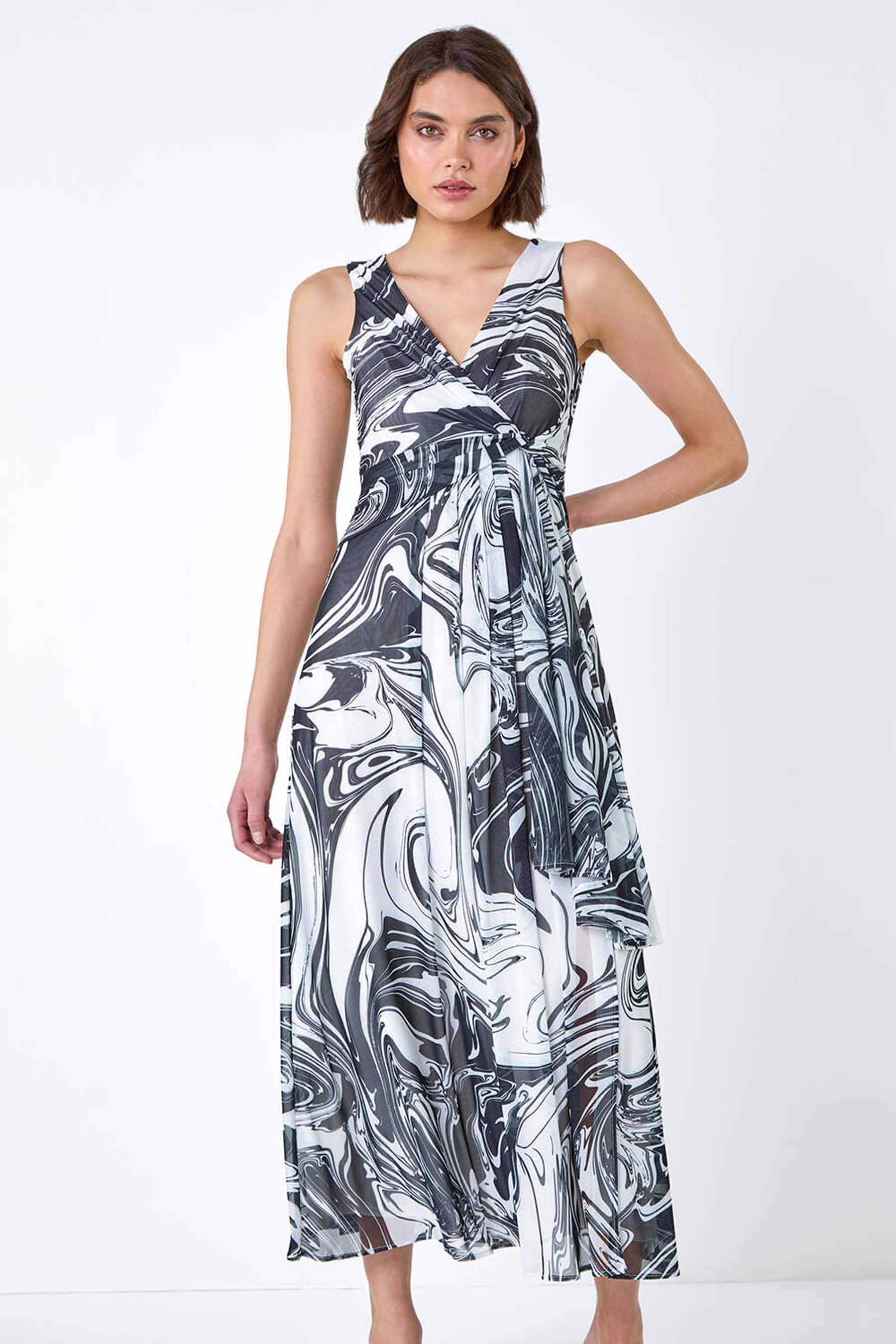 Black and white mesh dress deals