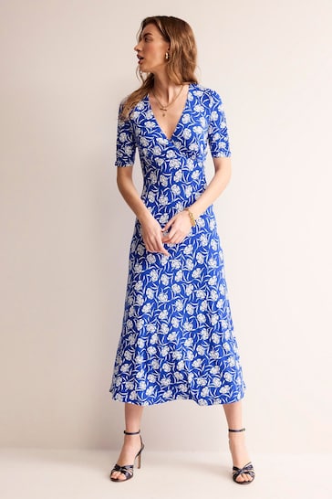Boden Blue Rebecca Jersey Midi Tea Dress