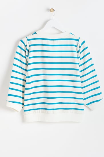 Oliver Bonas Green Stripe Pleat Sleeve T-Shirt